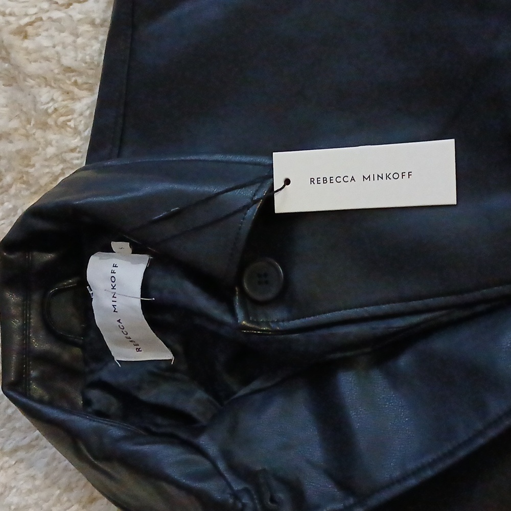 Rebecca Minkoff Sb Vegan Leather Coat W/belt - Picture 4 of 9